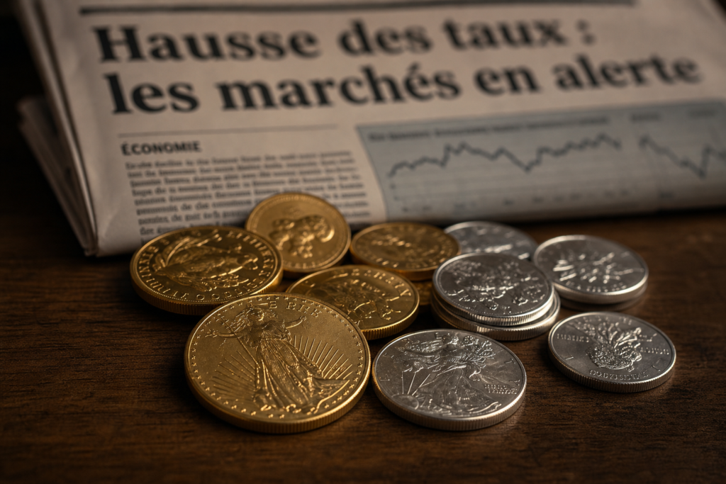 La hausse des taux attendue fait décrocher l’or et l’argent La hausse des taux attendue fait décrocher l’or et l’argent