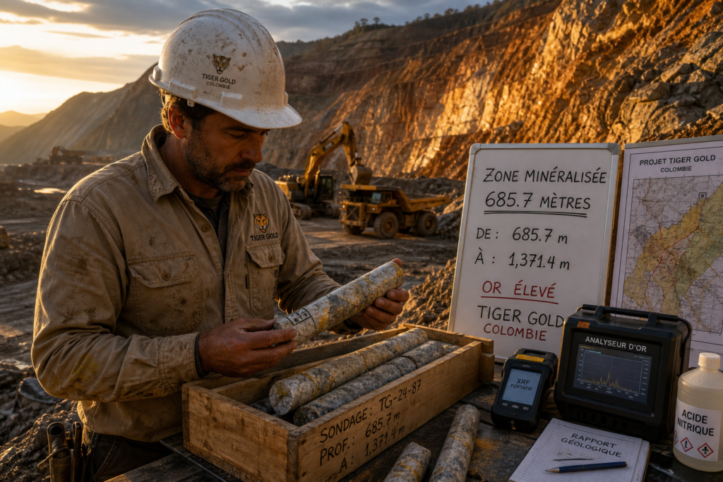 Tiger Gold met en évidence 685,7 mètres minéralisés en Colombie