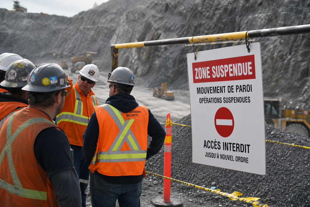 Agnico Eagle suspend Barnat après un mouvement de paroi à Canadian Malartic