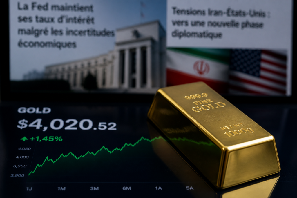 L’or défend les 4 000 dollars avant la Fed malgré les tensions Iran-USA L’or défend les 4 000 dollars avant la Fed malgré les tensions Iran-USA