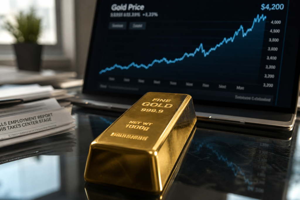 L’or revient près de 4 200 dollars et profite du ralentissement de l’emploi américain L’or revient près de 4 200 dollars et profite du ralentissement de l’emploi américain