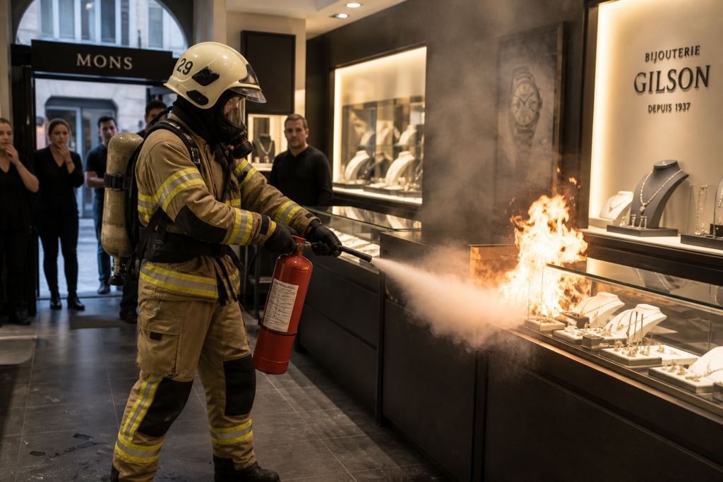 Un laser déclenche un incendie dans une bijouterie de Mons Un laser déclenche un incendie dans une bijouterie de Mons