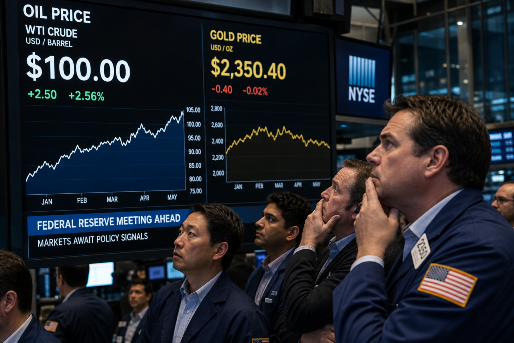 Le pétrole à 100 dollars freine le rebond de l’or avant la Fed Le pétrole à 100 dollars freine le rebond de l’or avant la Fed