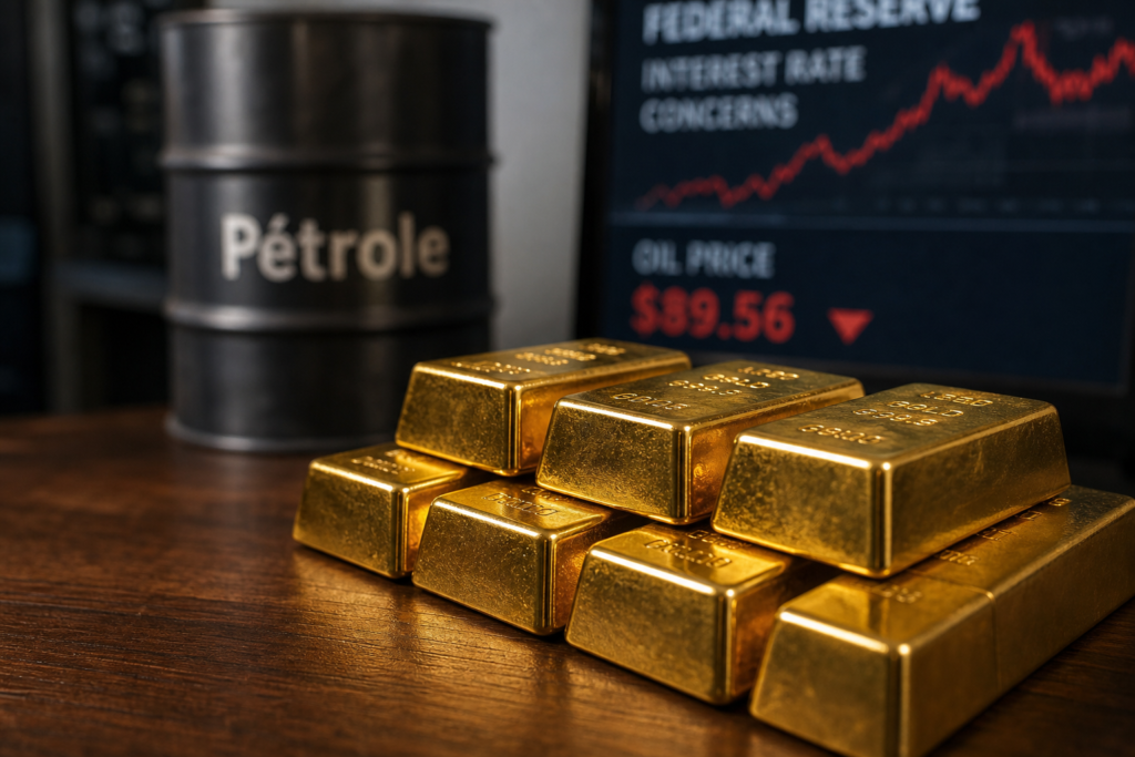 L’or recule sous la pression du pétrole et des craintes de hausse des taux de la Fed L’or recule sous la pression du pétrole et des craintes de hausse des taux de la Fed