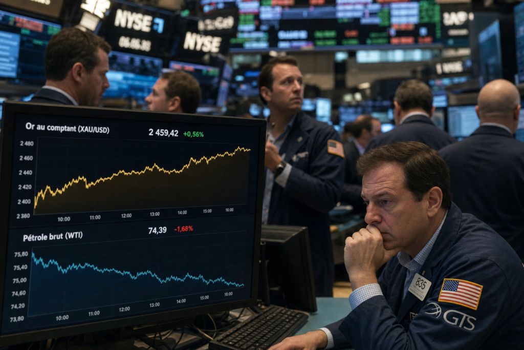 Wall Street hésite avant l’emploi américain, l’or grimpe et le pétrole recule