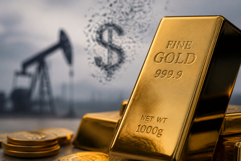 L’or profite de la baisse du pétrole et du repli du dollar