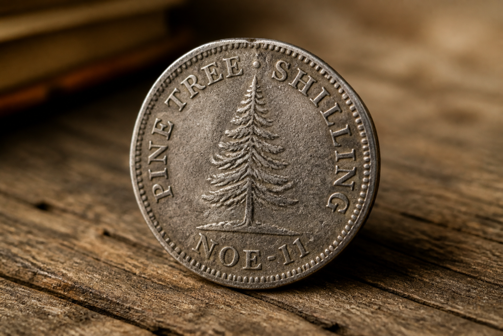 Le Pine Tree Shilling Noe-11 raconte la naissance de la monnaie coloniale américaine