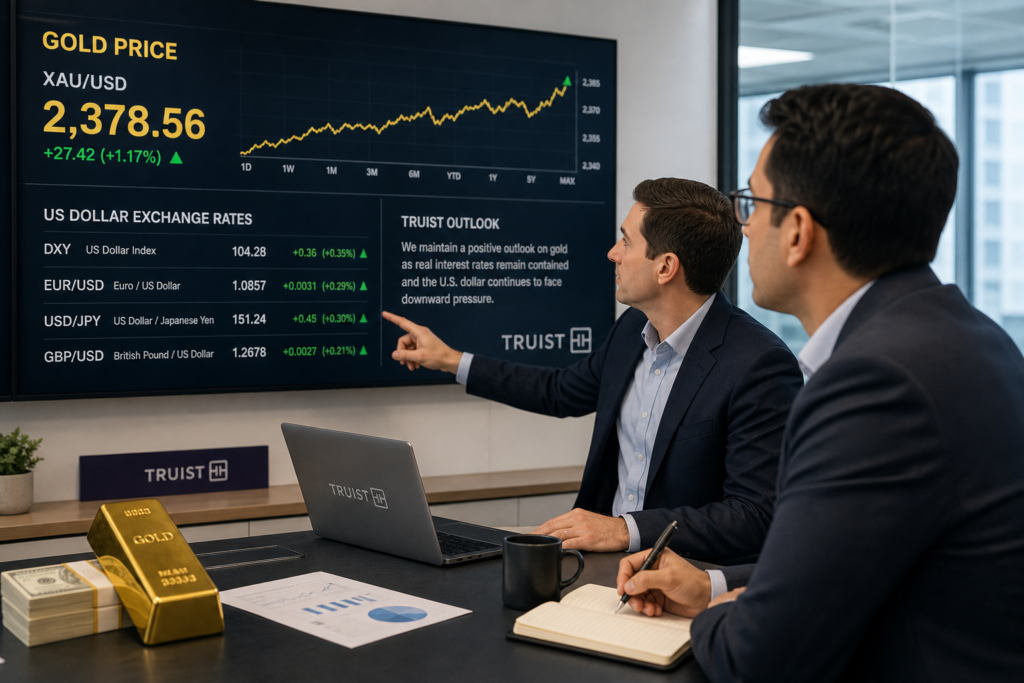 Truist relève l’or à neutre, porté par les taux réels et le recul du dollar