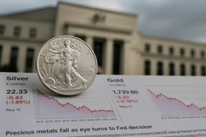 Le cours de l’argent recule à 54,69 € l’once avant la décision de la Fed Le cours de l’argent recule à 54,69 € l’once avant la décision de la Fed