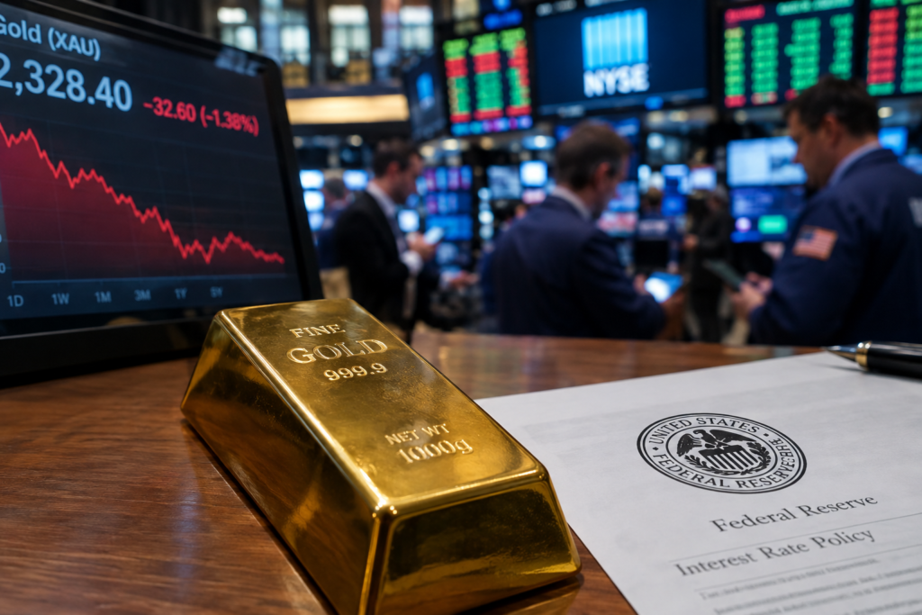 L’or chute de plus de 3 % face au retour des craintes sur les taux de la Fed