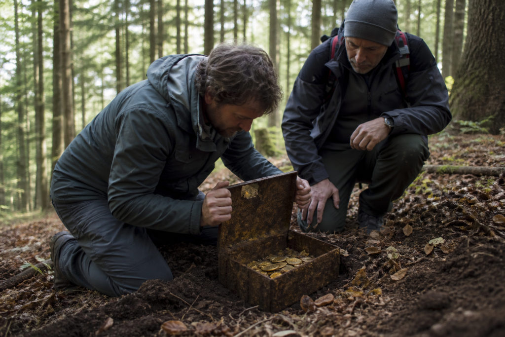 Deux randonneurs découvrent 598 pièces d’or cachées dans une vieille boîte en forêt Deux randonneurs découvrent 598 pièces d’or cachées dans une vieille boîte en forêt