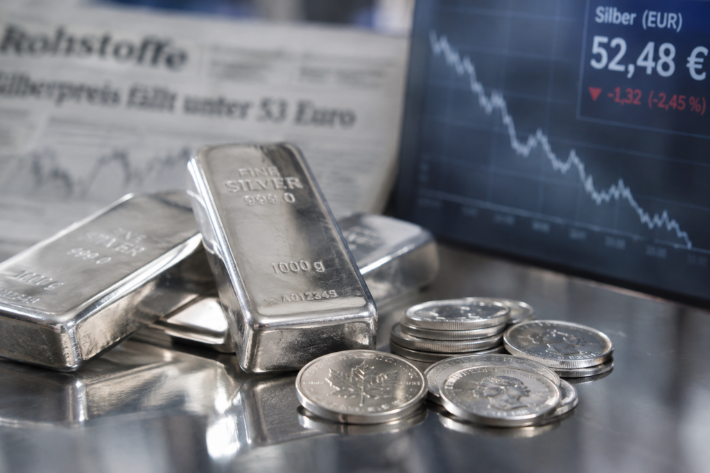 L’argent repasse sous 53 euros l’once après un repli hebdomadaire de 2,8 % L’argent repasse sous 53 euros l’once après un repli hebdomadaire de 2,8 %