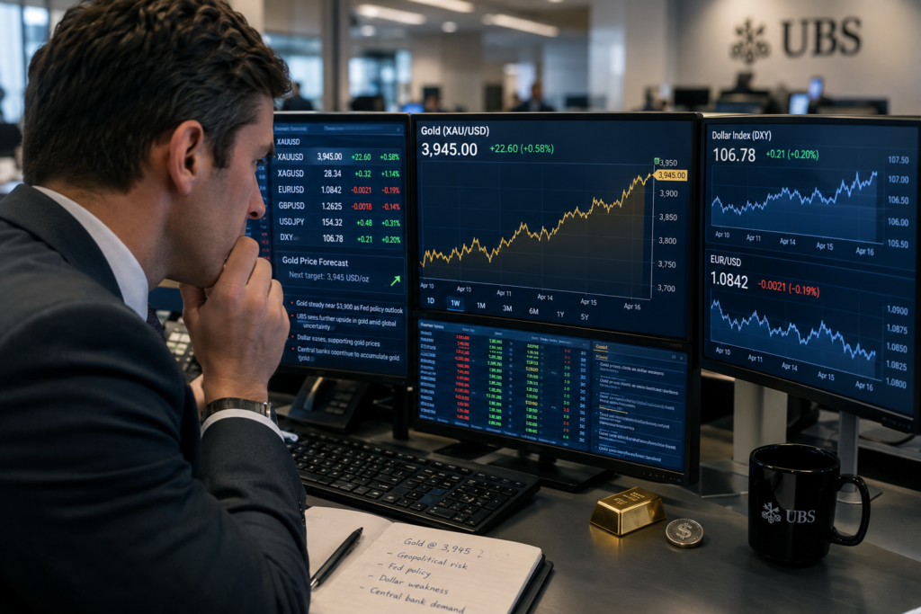 UBS situe vers 3 945 dollars l’once la zone d’achat potentielle sur l’or UBS situe vers 3 945 dollars l’once la zone d’achat potentielle sur l’or